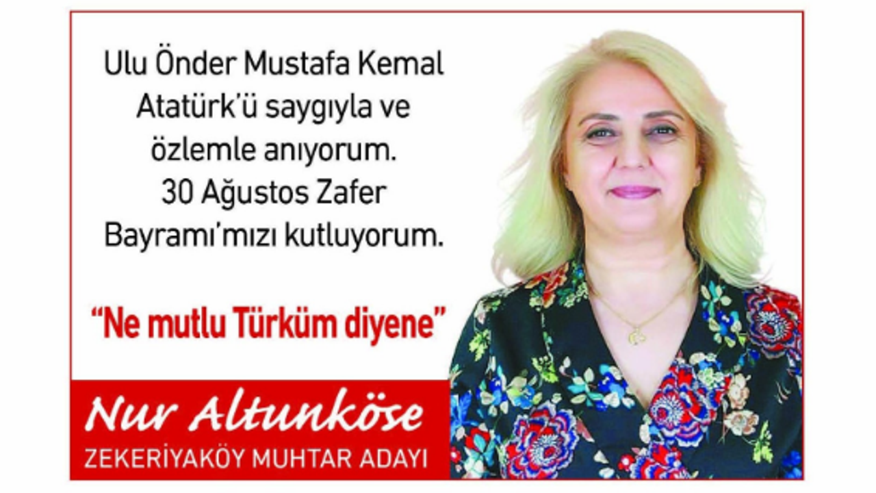 Nur Altunköse’den 30 Ağustos tebrik mesajı