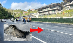 Sarıyer'de yağmur, yol çöktürdü!