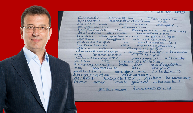 Ekrem İmamoğlu'ndan Sarıyer'e duygu yüklü mektup