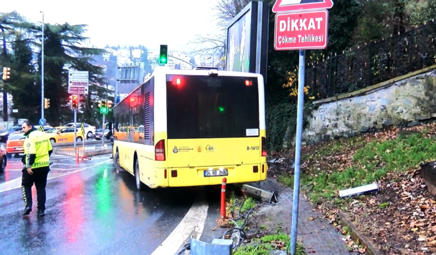 Sarıyer'de İETT otobüsü bariyerlere çarptı: 3 yaralı