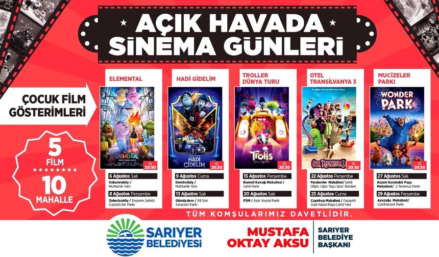 Çocuklara özel açık havada sinema günleri Sarıyer’de başlıyor