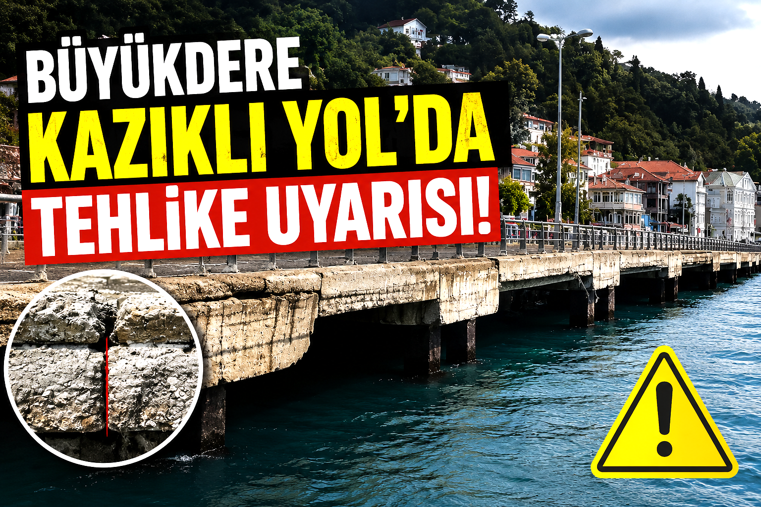 Büyükdere Kazıklı Yol’da tehlike uyarısı